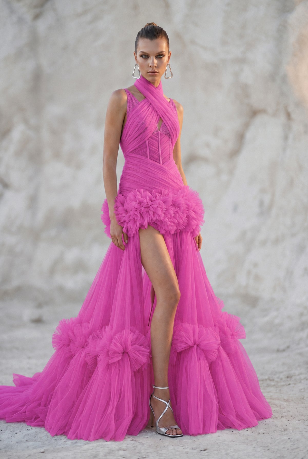 Front Slit Detailed Maxi Dress