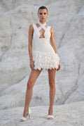 Cross Halter Neck Mini Dress