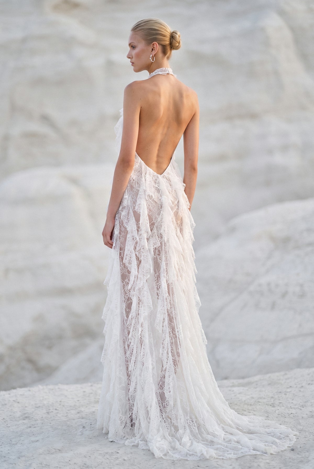 Open Back Ruffled Maxi Dress