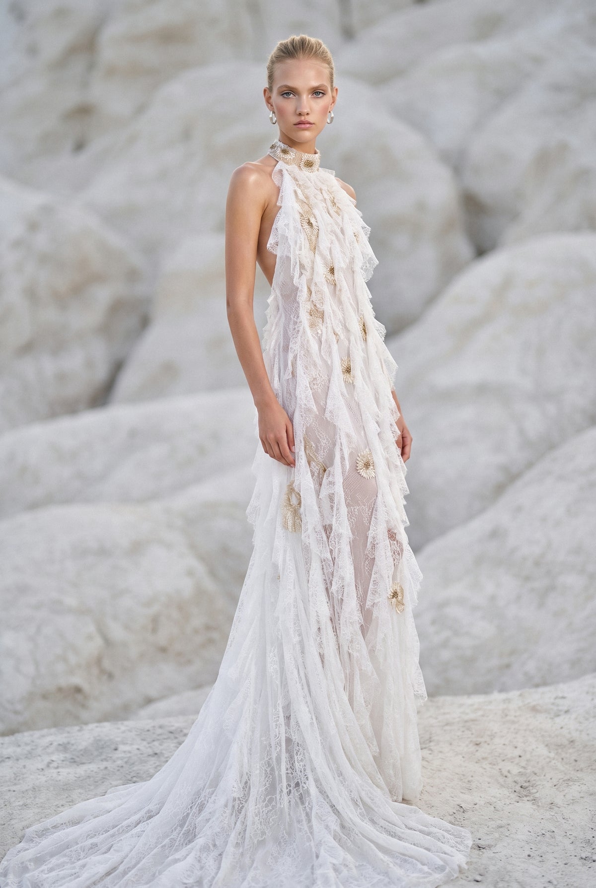 Open Back Ruffled Maxi Dress