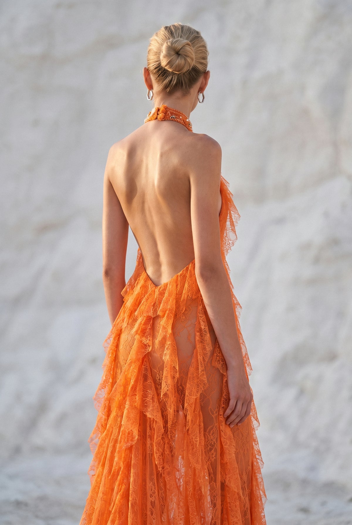 Open Back Ruffled Maxi Dress