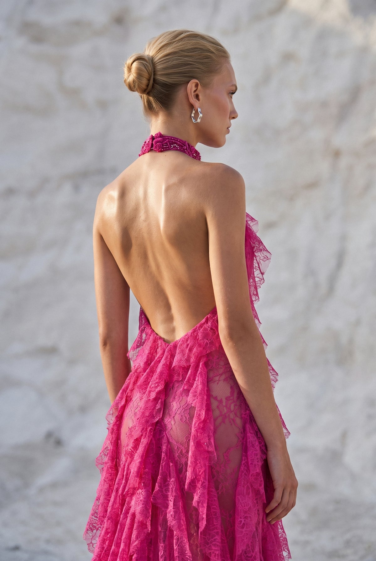 Open Back Ruffled Maxi Dress
