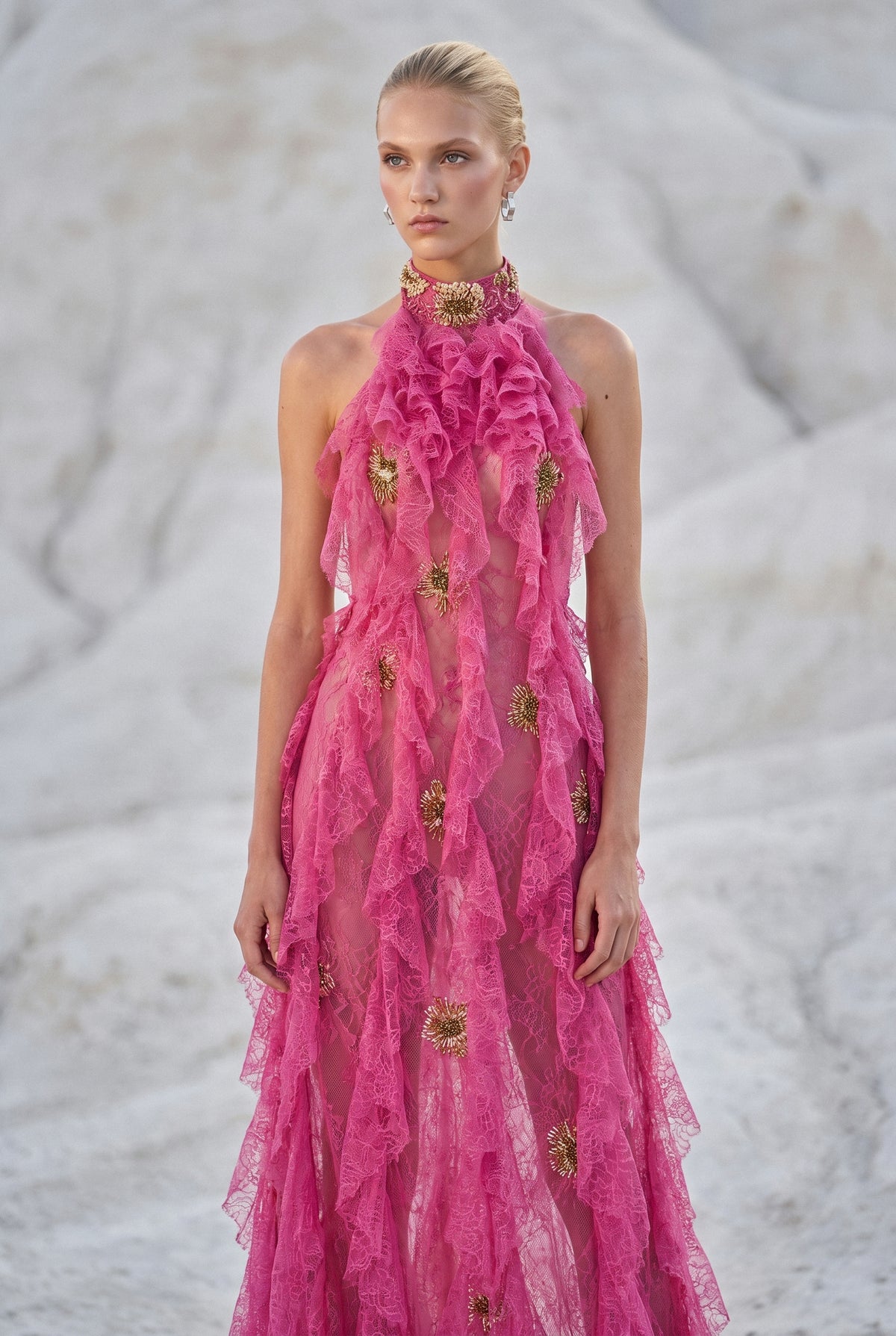 Open Back Ruffled Maxi Dress