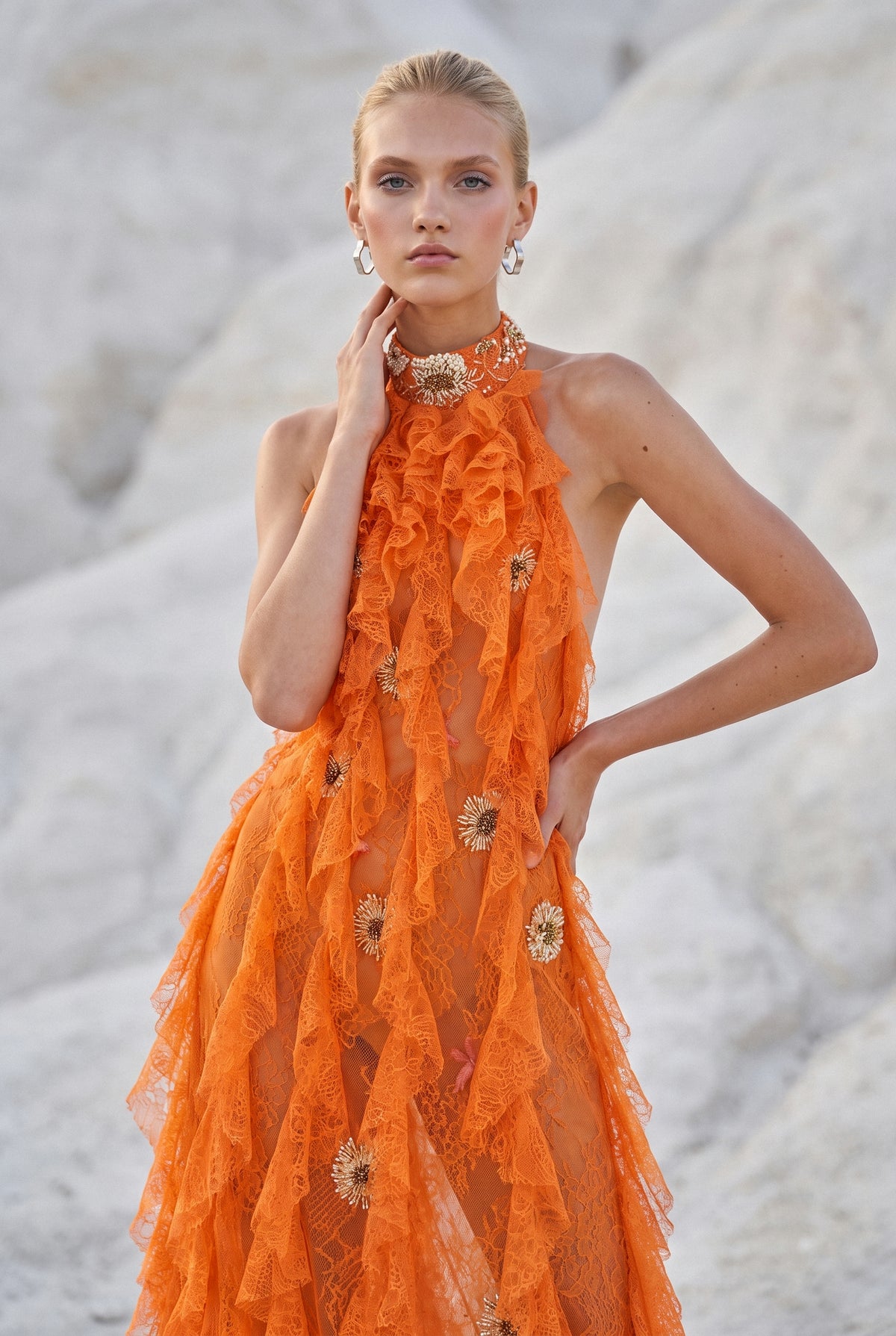 Open Back Ruffled Maxi Dress