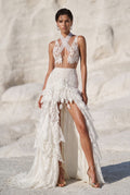 Cross Halter Neck Slit Detailed Maxi Dress