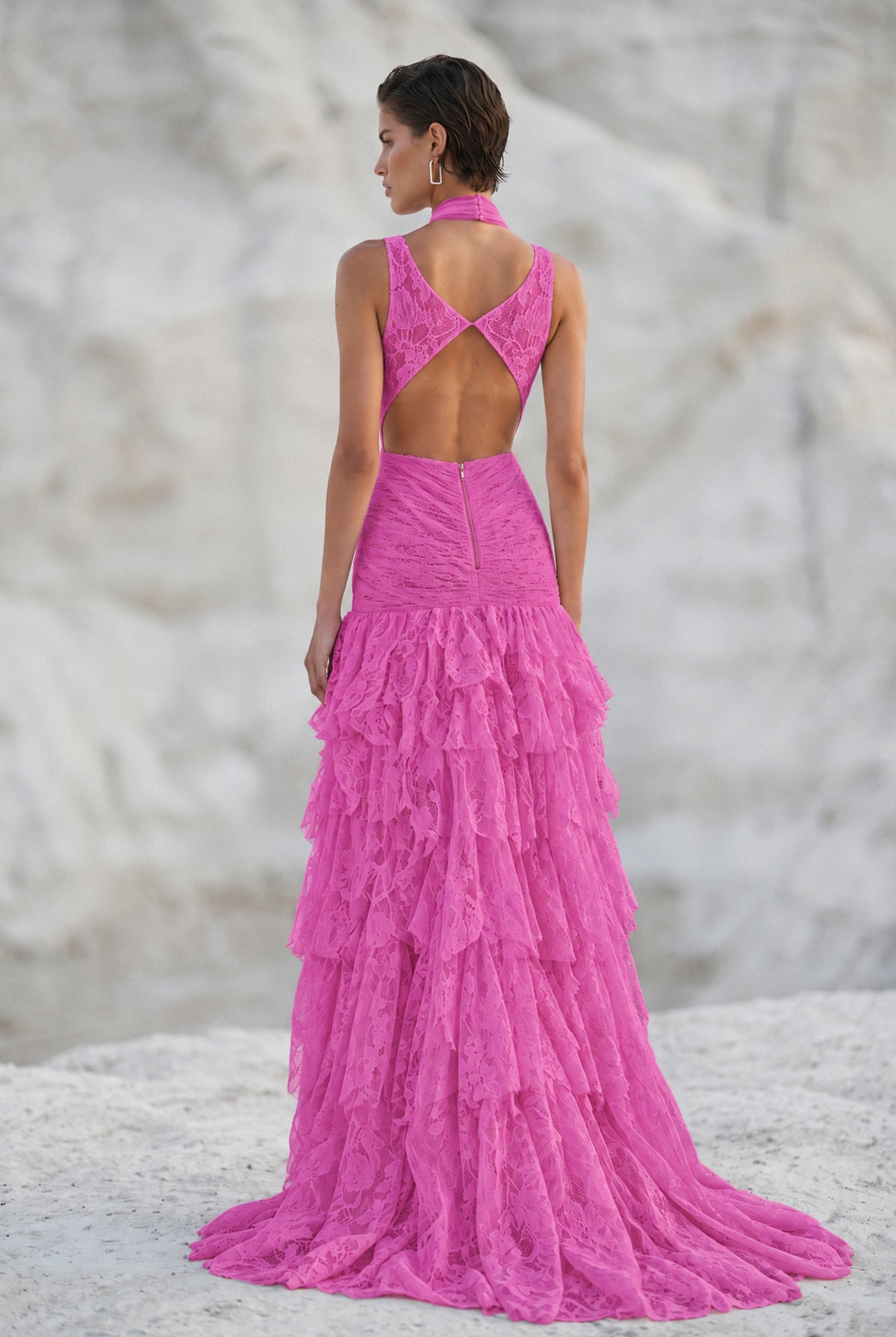 Cross Halter Neck Slit Detailed Maxi Dress