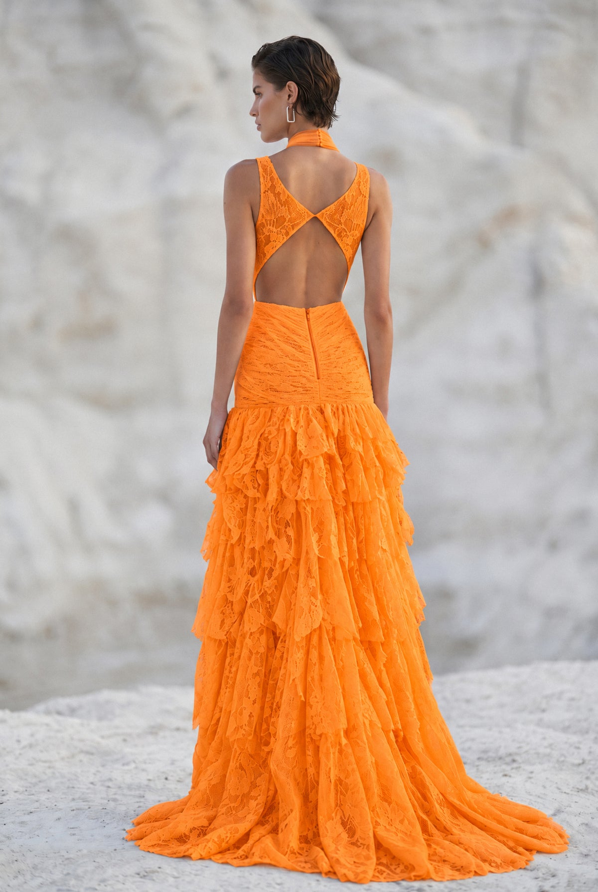 Cross Halter Neck Slit Detailed Maxi Dress