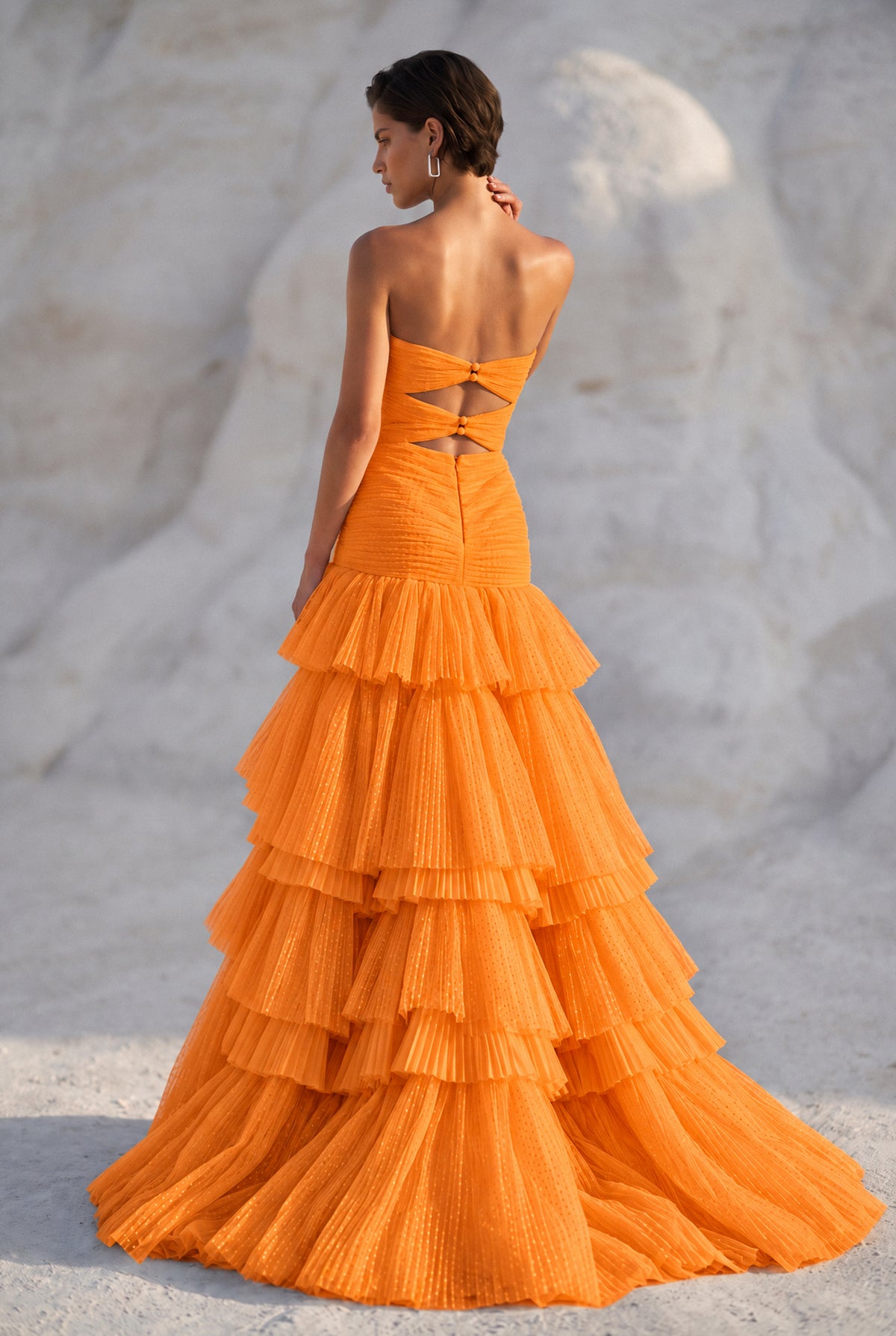 Front Slit Detailed Draped Maxi Dress
