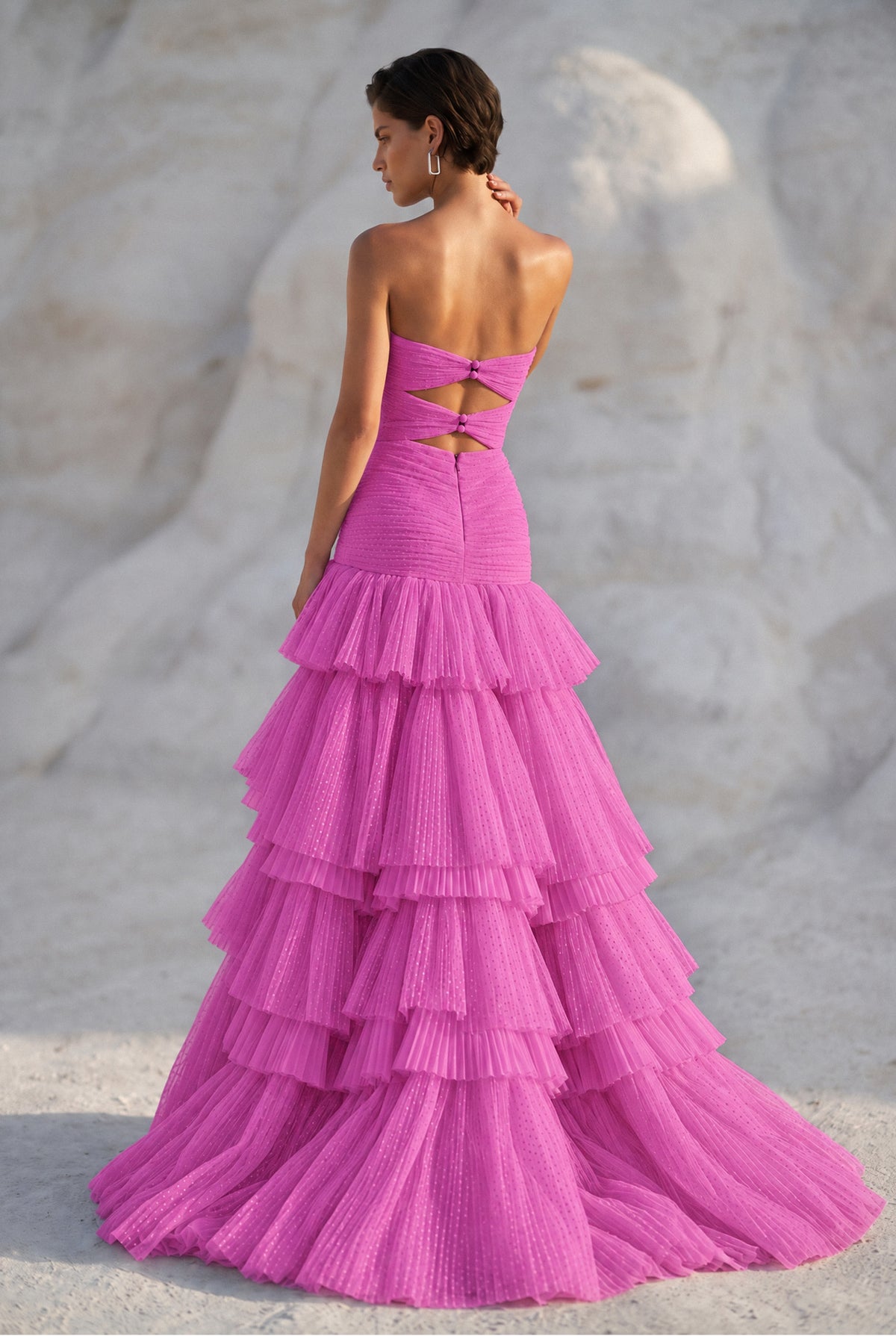 Front Slit Detailed Draped Maxi Dress