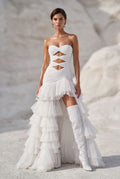 Front Slit Detailed Draped Maxi Dress