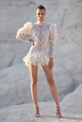 Lace Applique Decorated Mini Dress