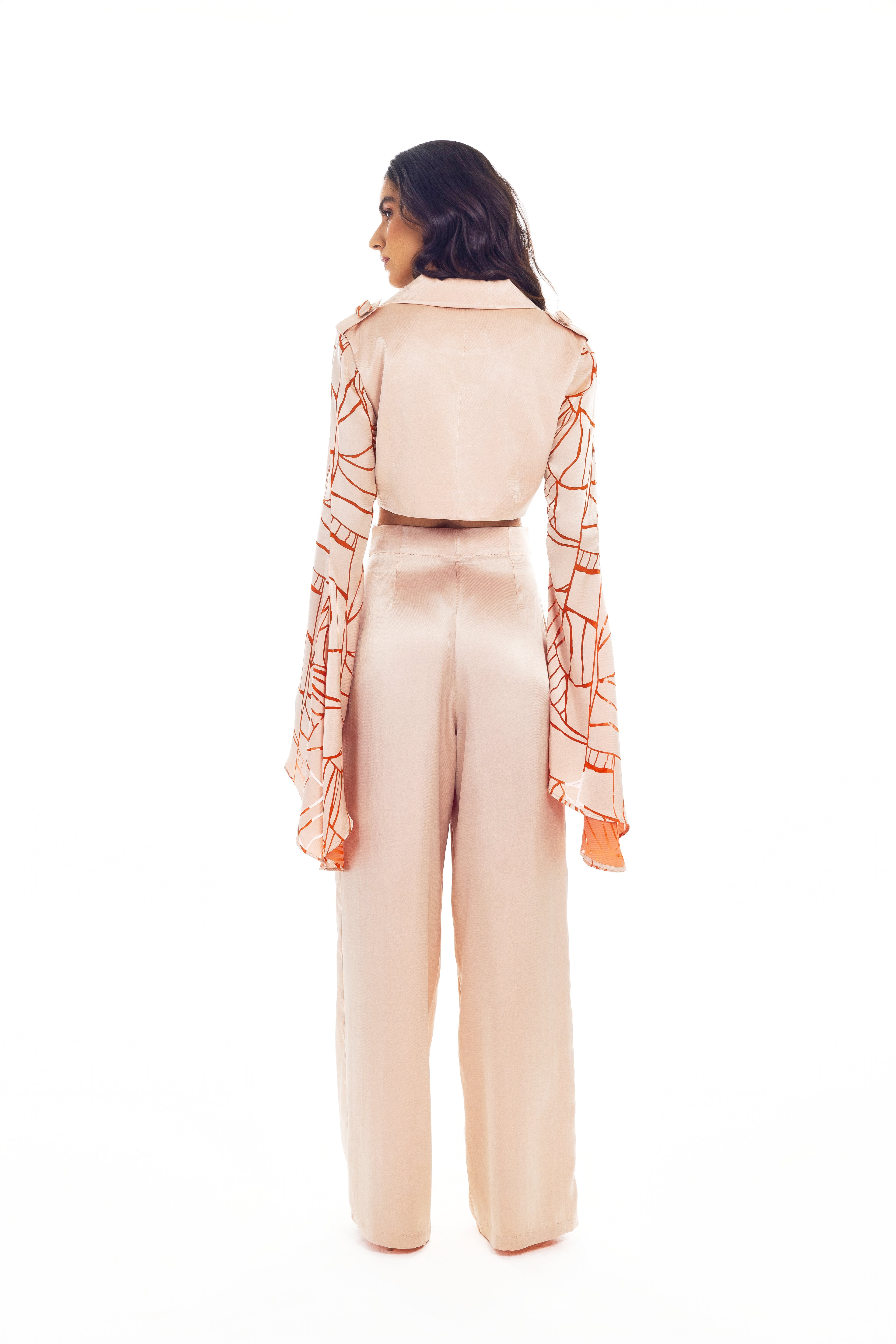 ROSE TANGERINE CROPPED JACKET WIDE SLEEVES