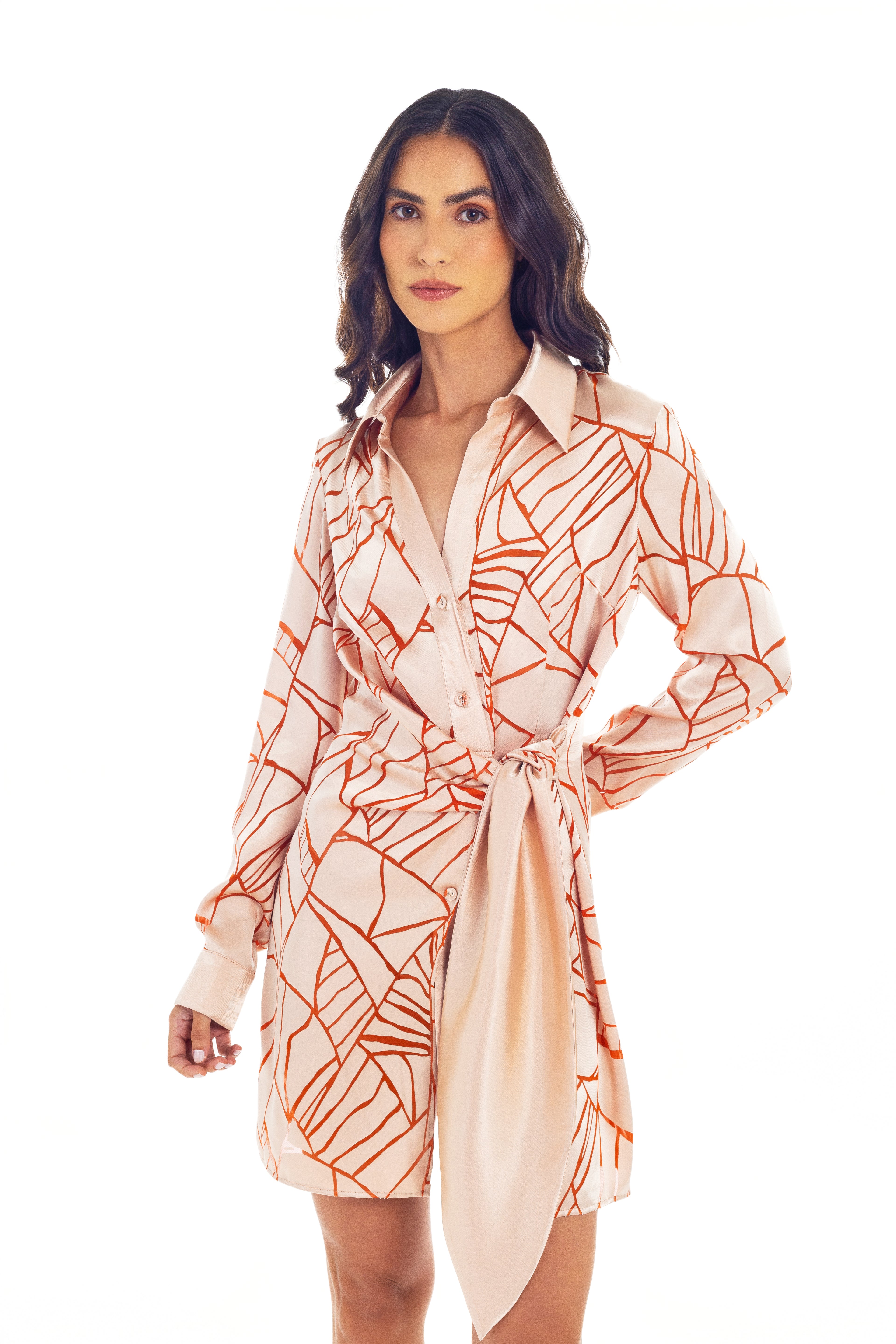 ROSE TANGERINE DRESS FRONT SOFT TIE