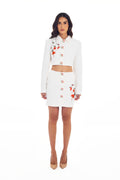 MAY WHITE RED FLOWER MINI SKIRT