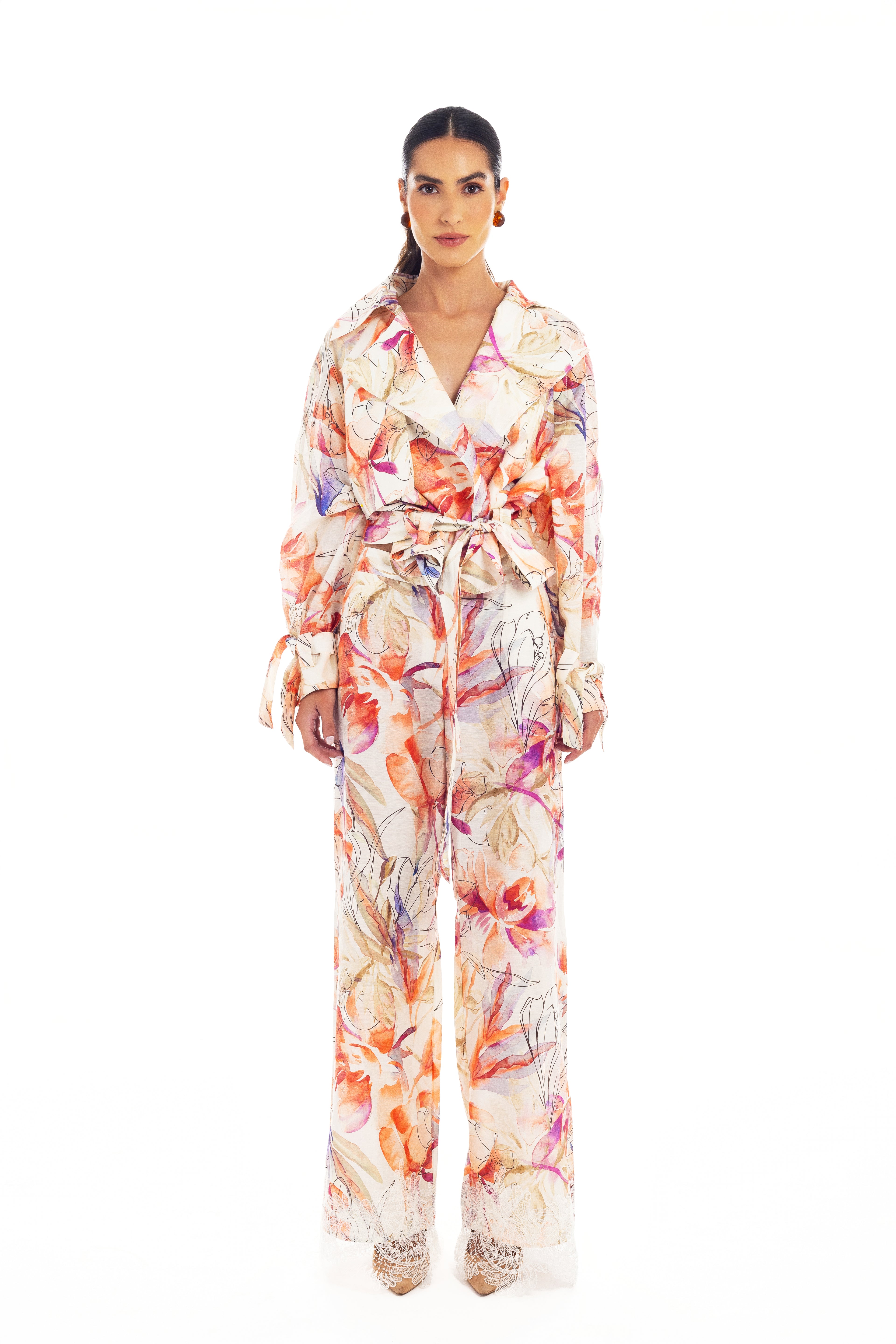 LINEN BLOOM PRINT PANTS