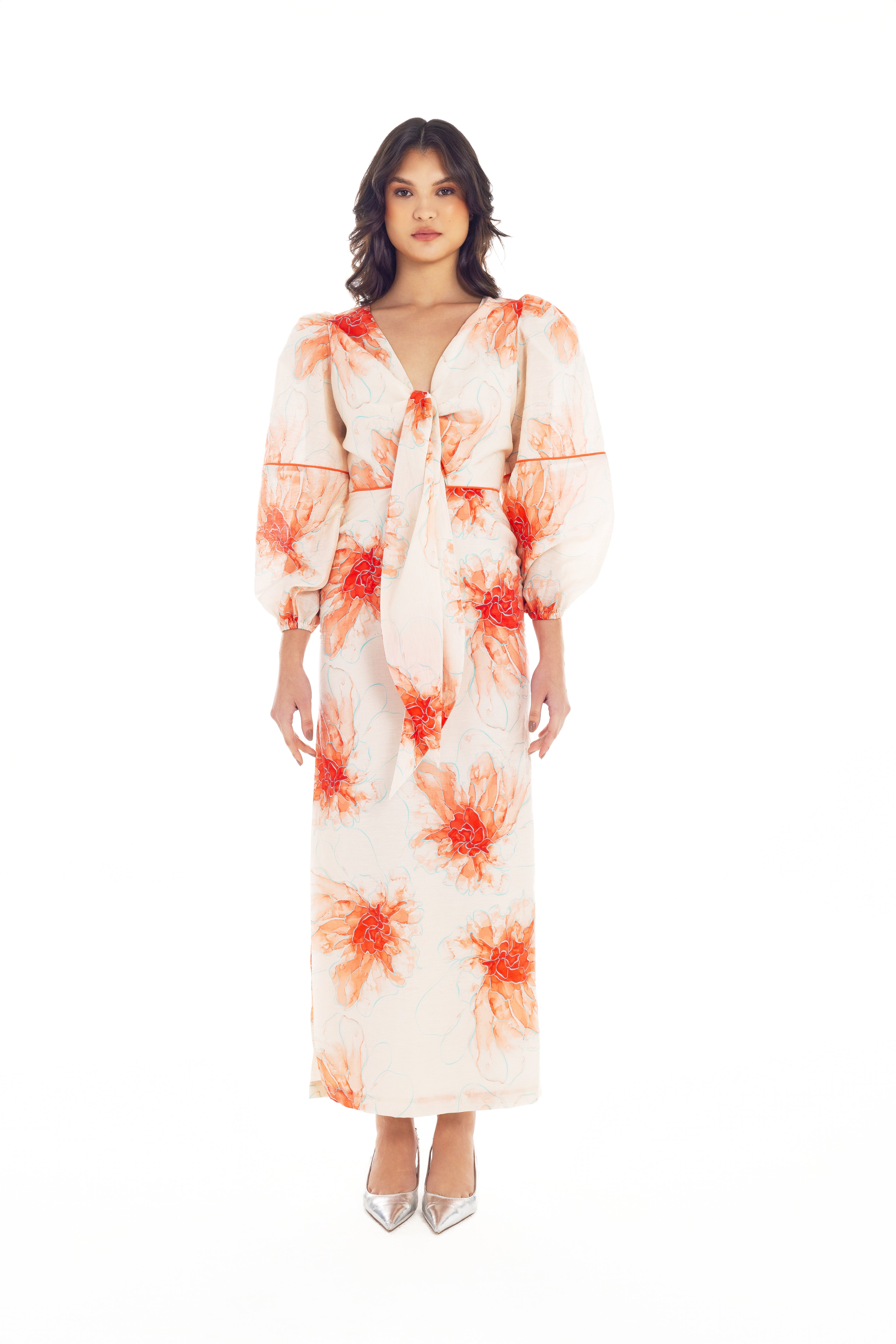 LEAH FRONT TIE CUT OUT PORTO SUN DRESS