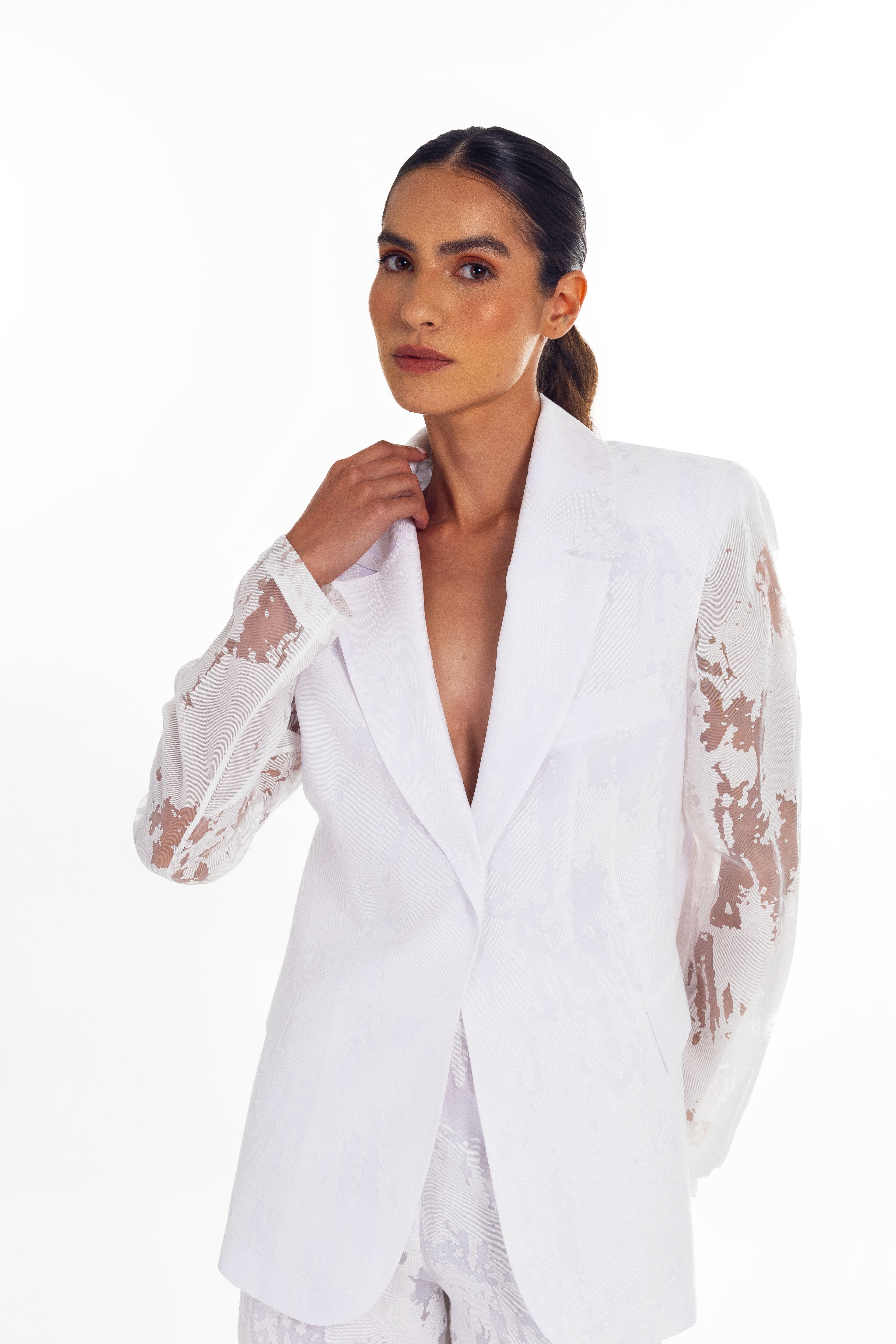 SHEER LONG SLEEVES BLAZER