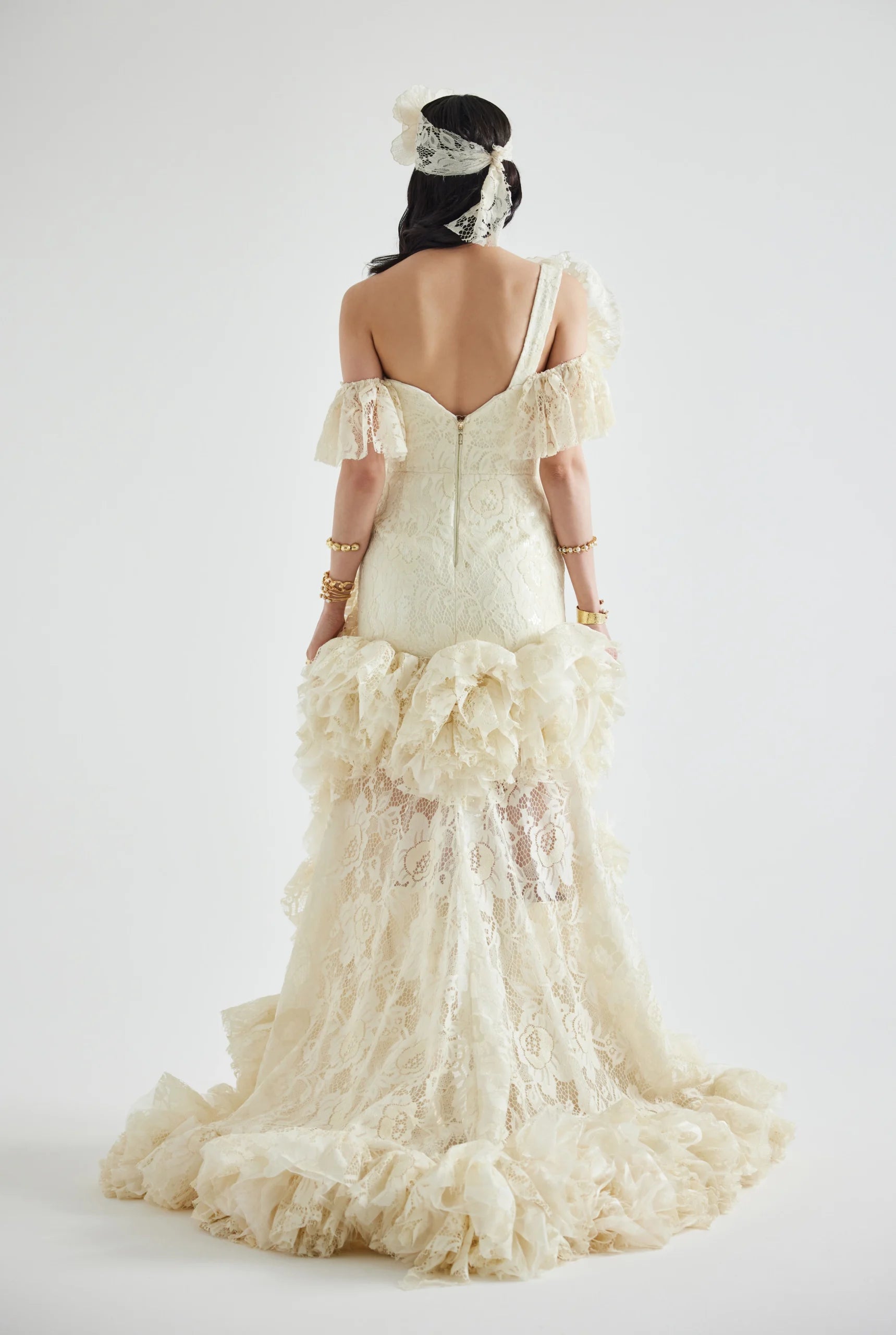 3D Floral Side-Slit Lace Maxi Dress