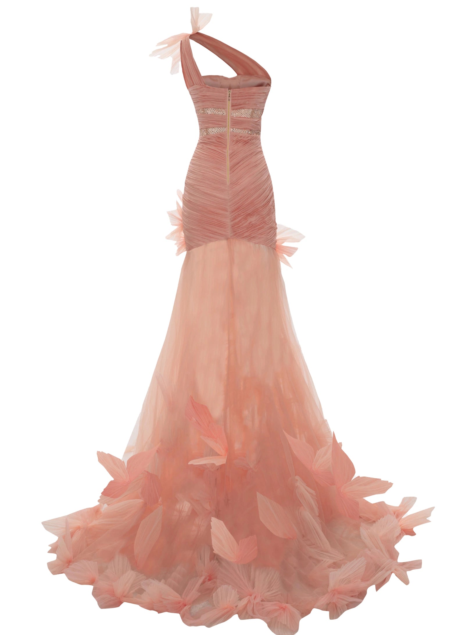 Applique Detailed High Slit Degrade Maxi Dress - Handmade