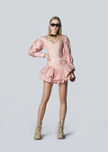 Applique Detailed Ruffled Mini Dress
