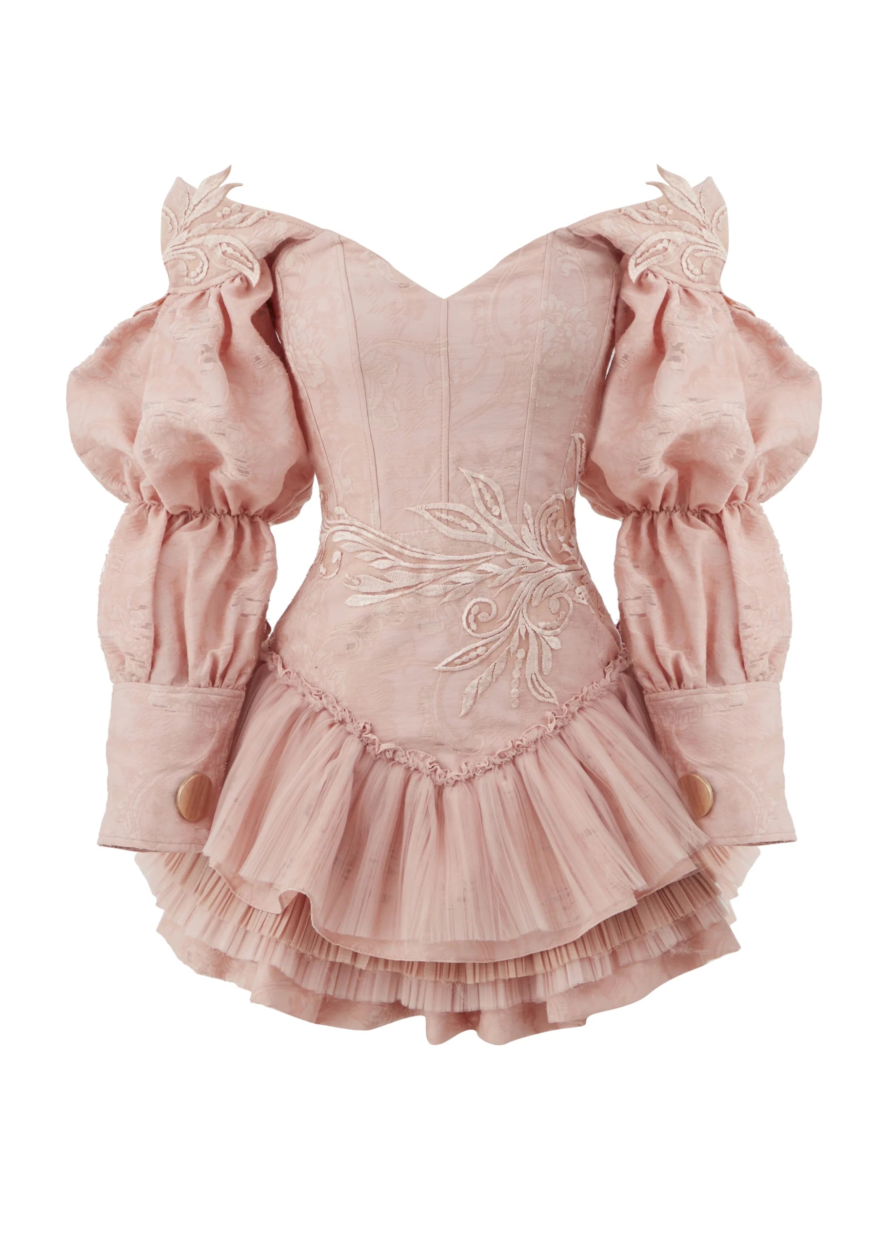 Applique Detailed Ruffled Mini Dress