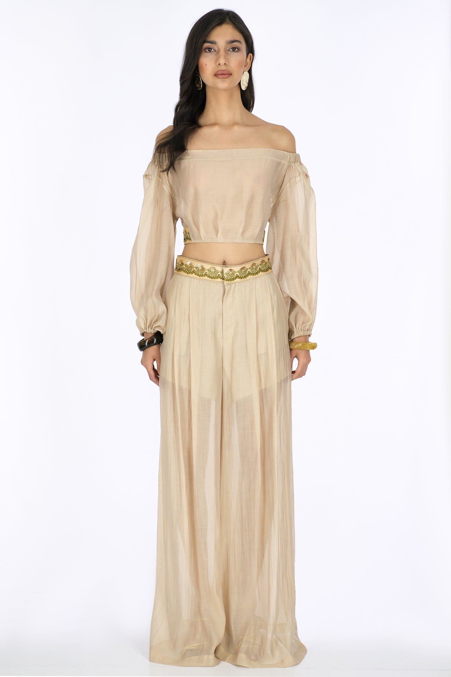 VAIR SHEER WIDE-LEG TROUSERS