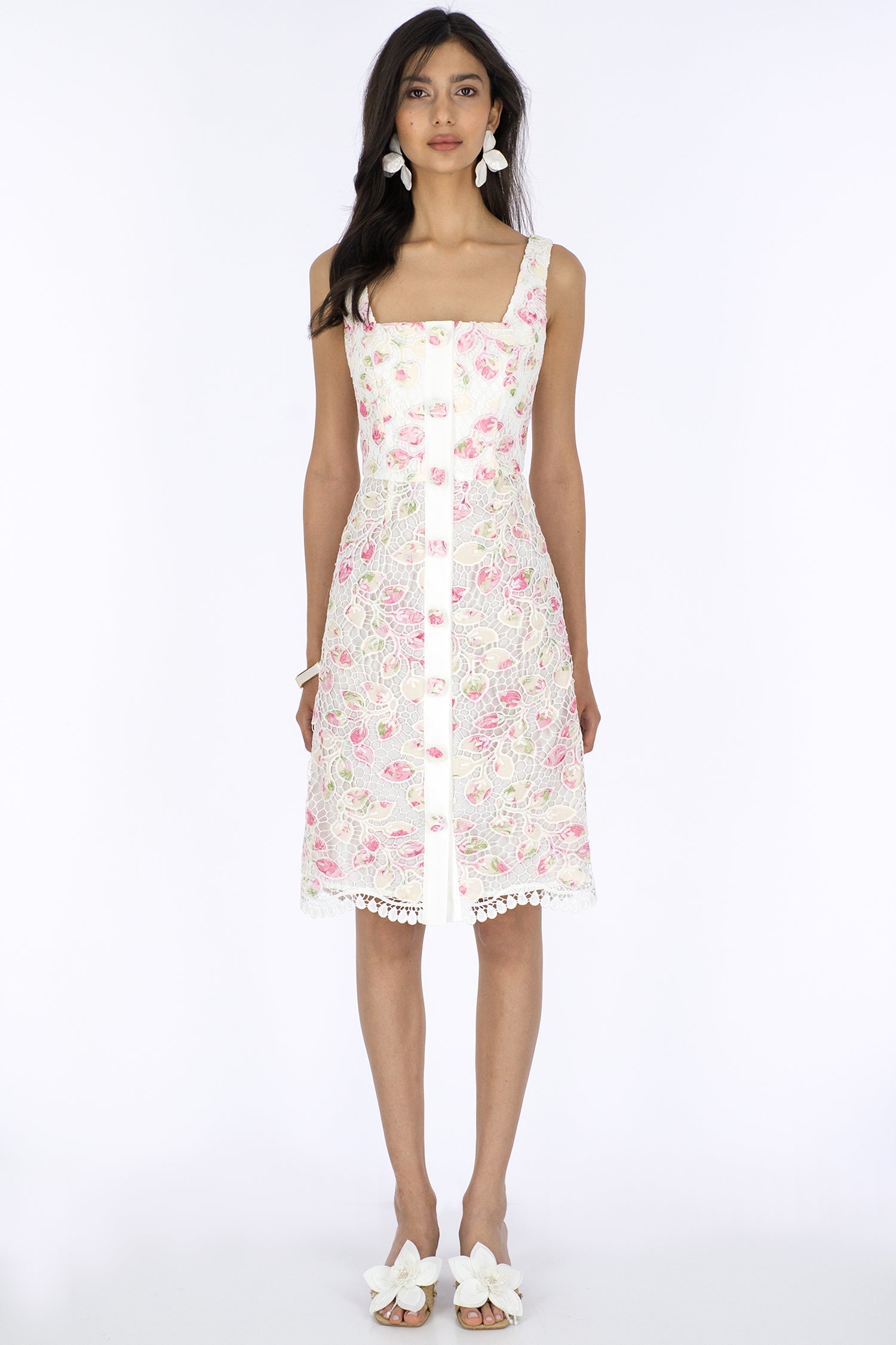 COTTON CANDY LACE DRESS WITH FRONT COVERED BUTTONS
