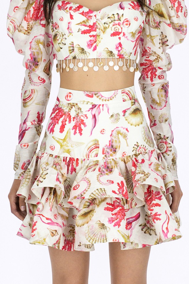 CORAL SHELL LONG SLEEVES TOP