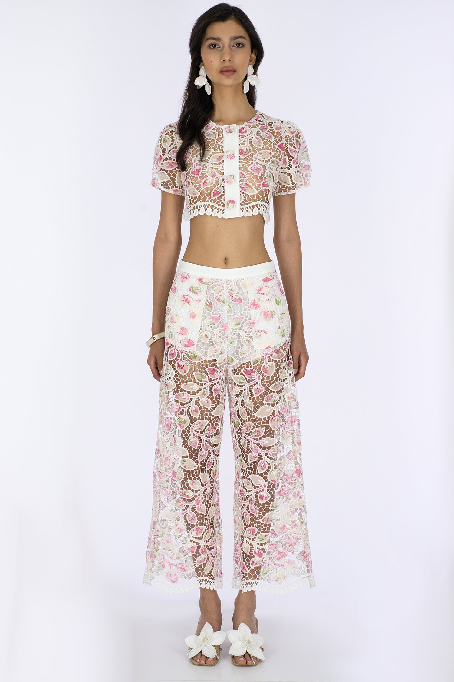 COTTON CANDY LACE CROPPED PANTS