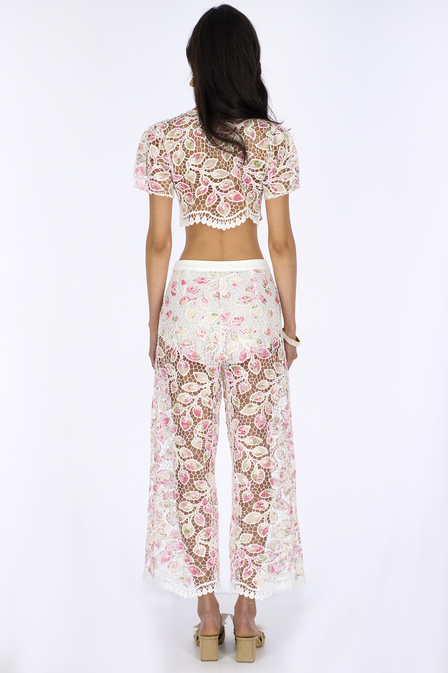 COTTON CANDY LACE CROPPED PANTS
