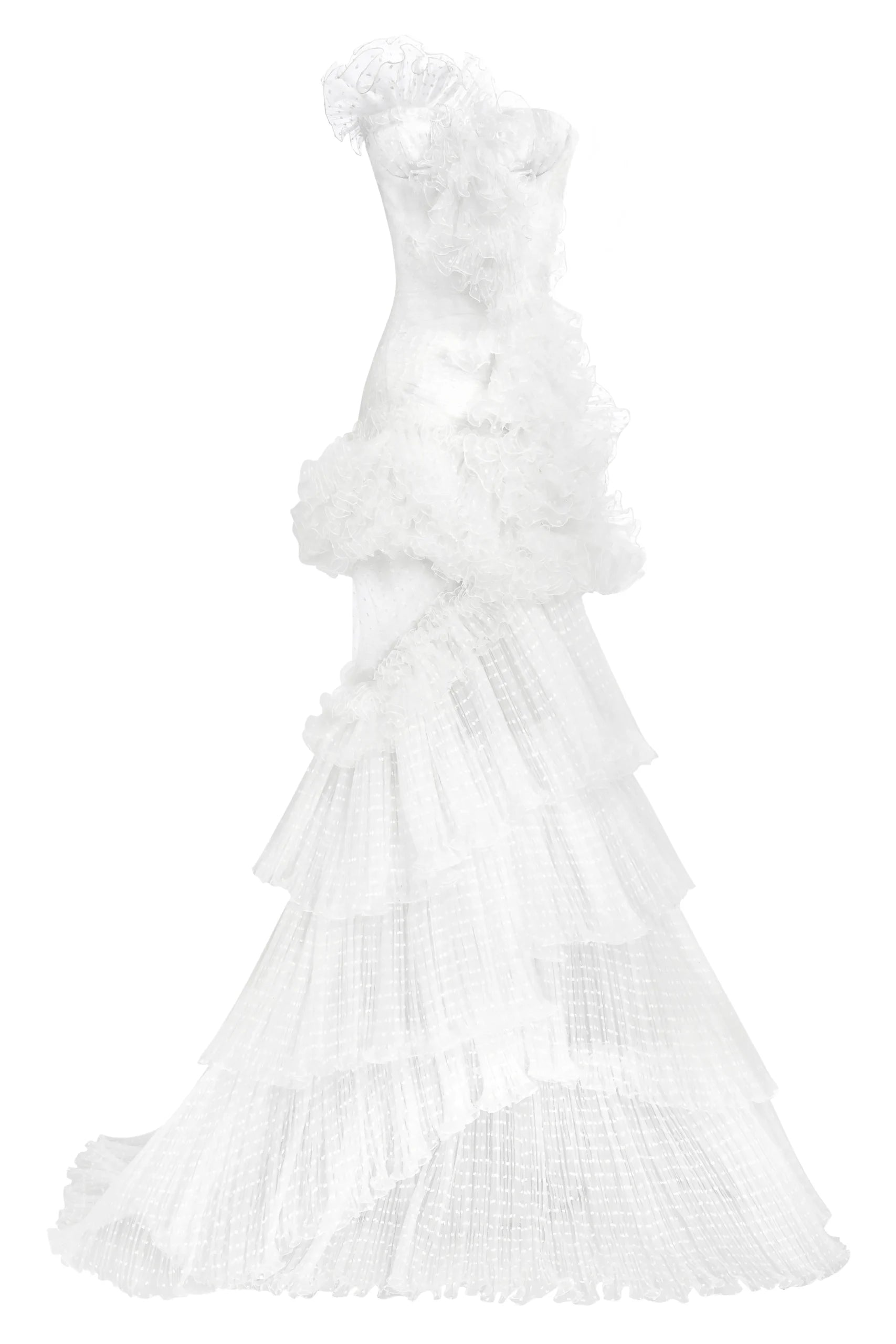 Asymetrical Ruffle Point d'Esprit  Dress