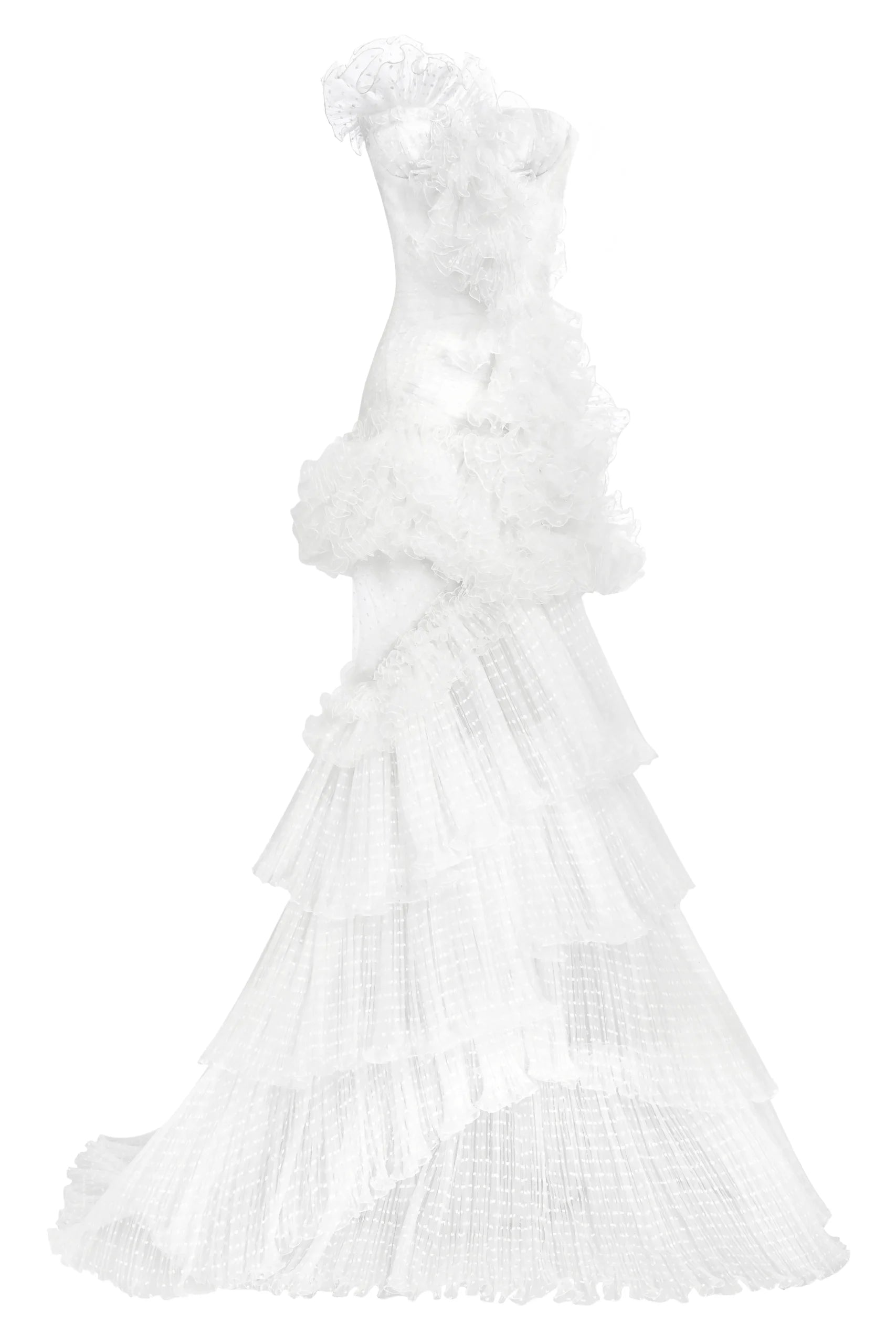 Asymetrical Ruffle Point d'Esprit  Dress