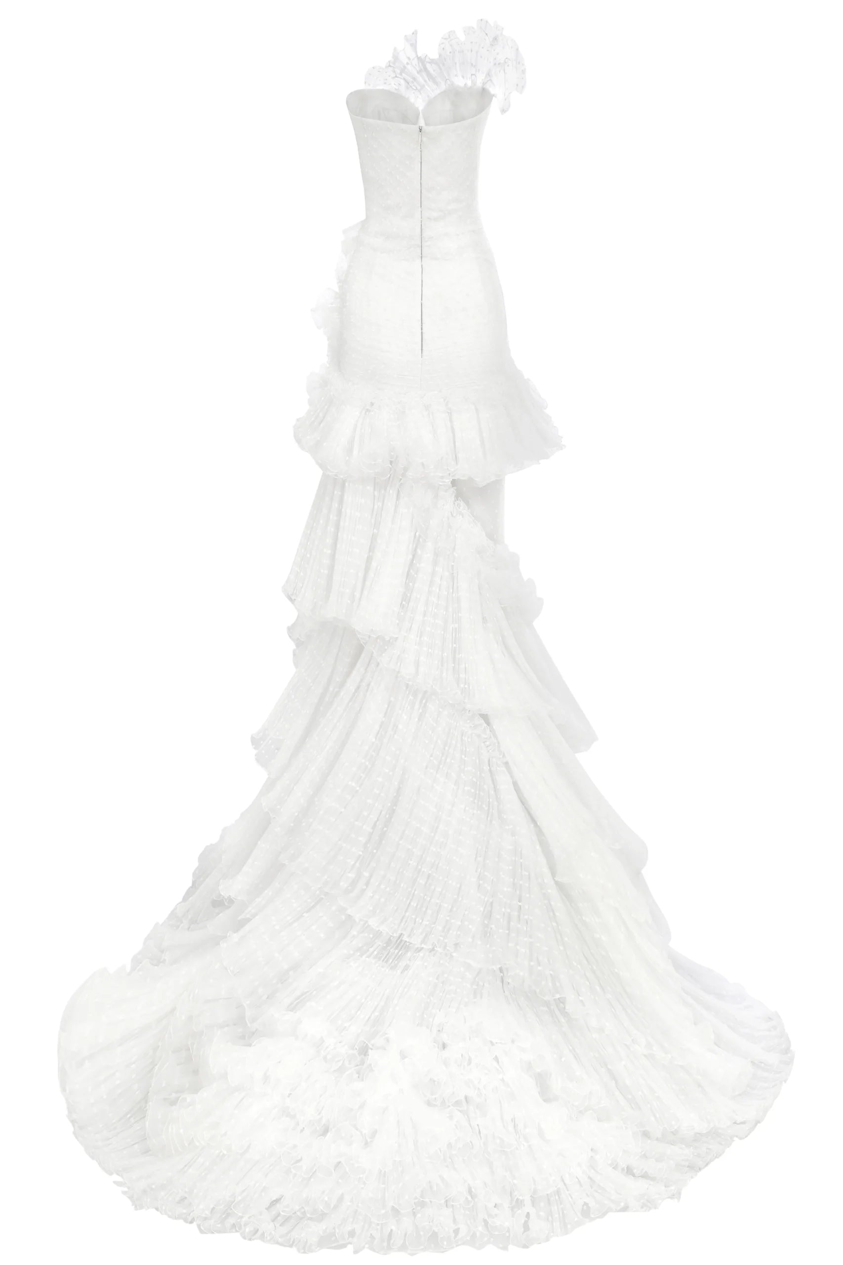 Asymetrical Ruffle Point d'Esprit  Dress