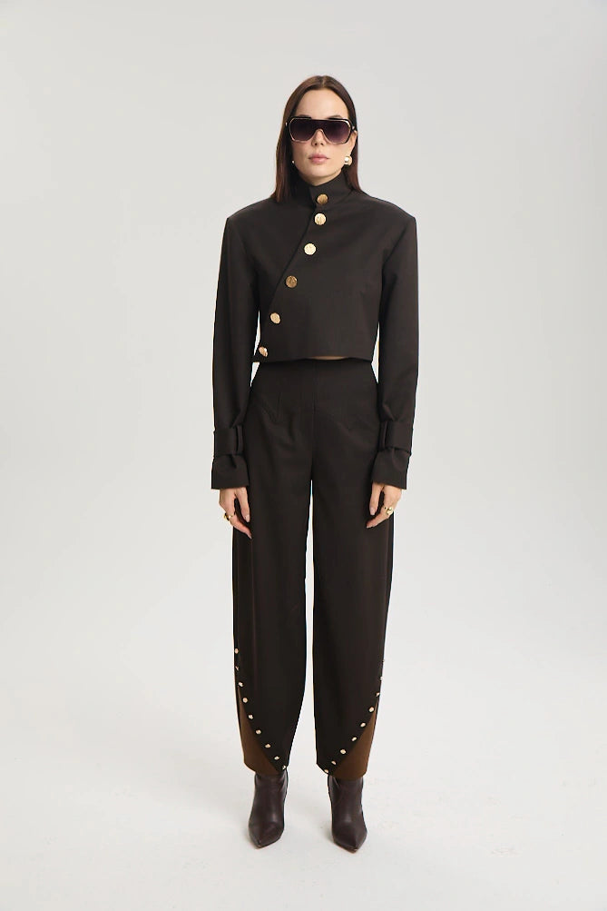 Asymmetric Cropped Bouclé Jacket