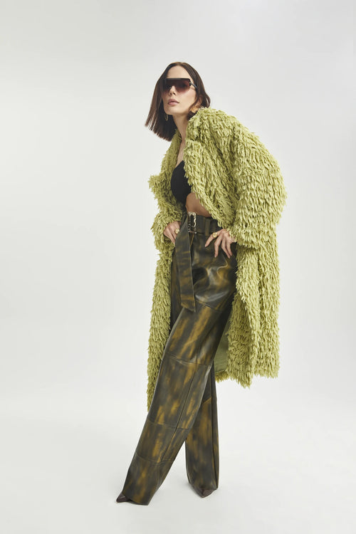 Belted Wool Midi Coat with Defined Shoulders