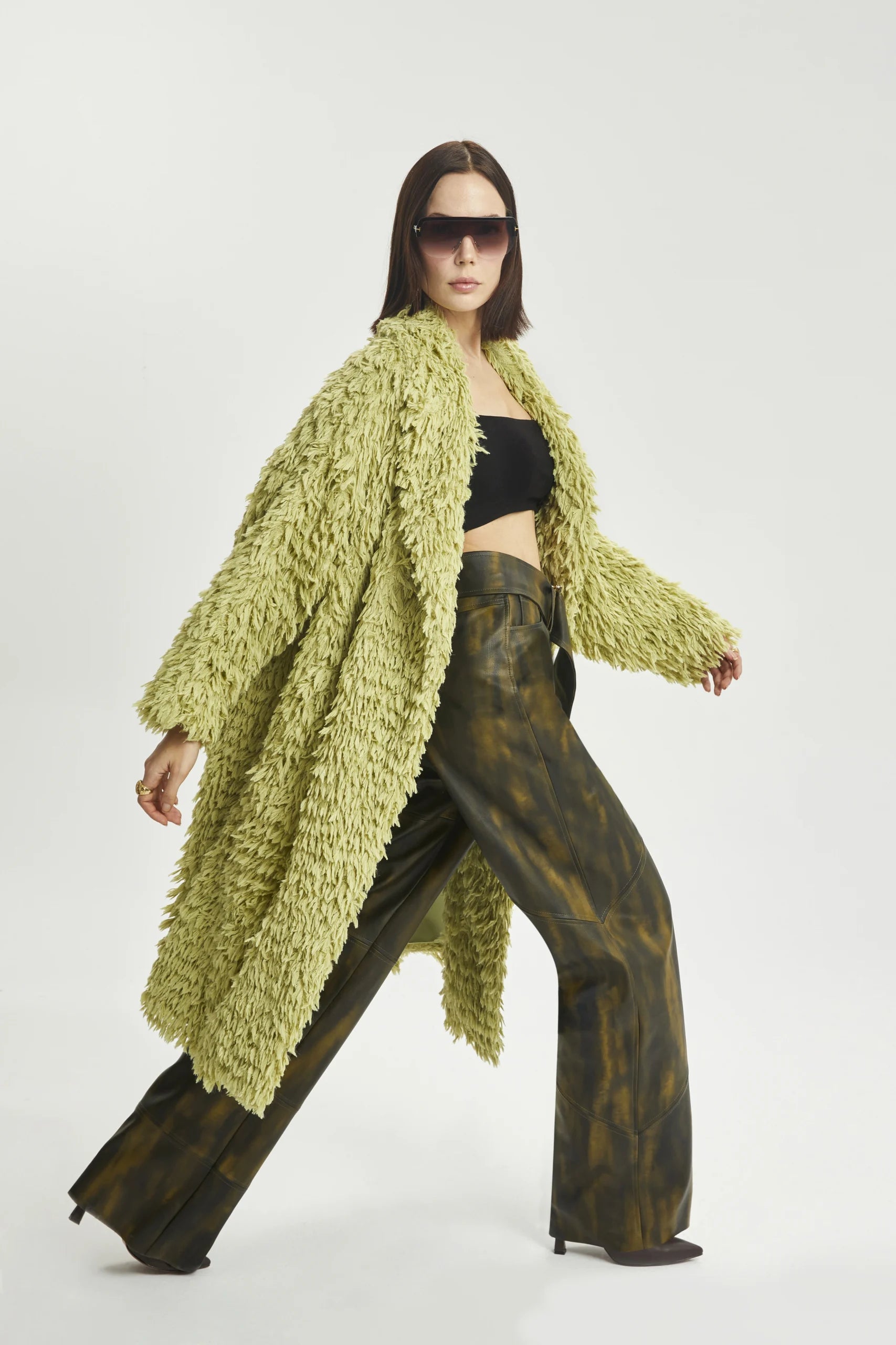 Belted Wool Midi Coat with Defined Shoulders