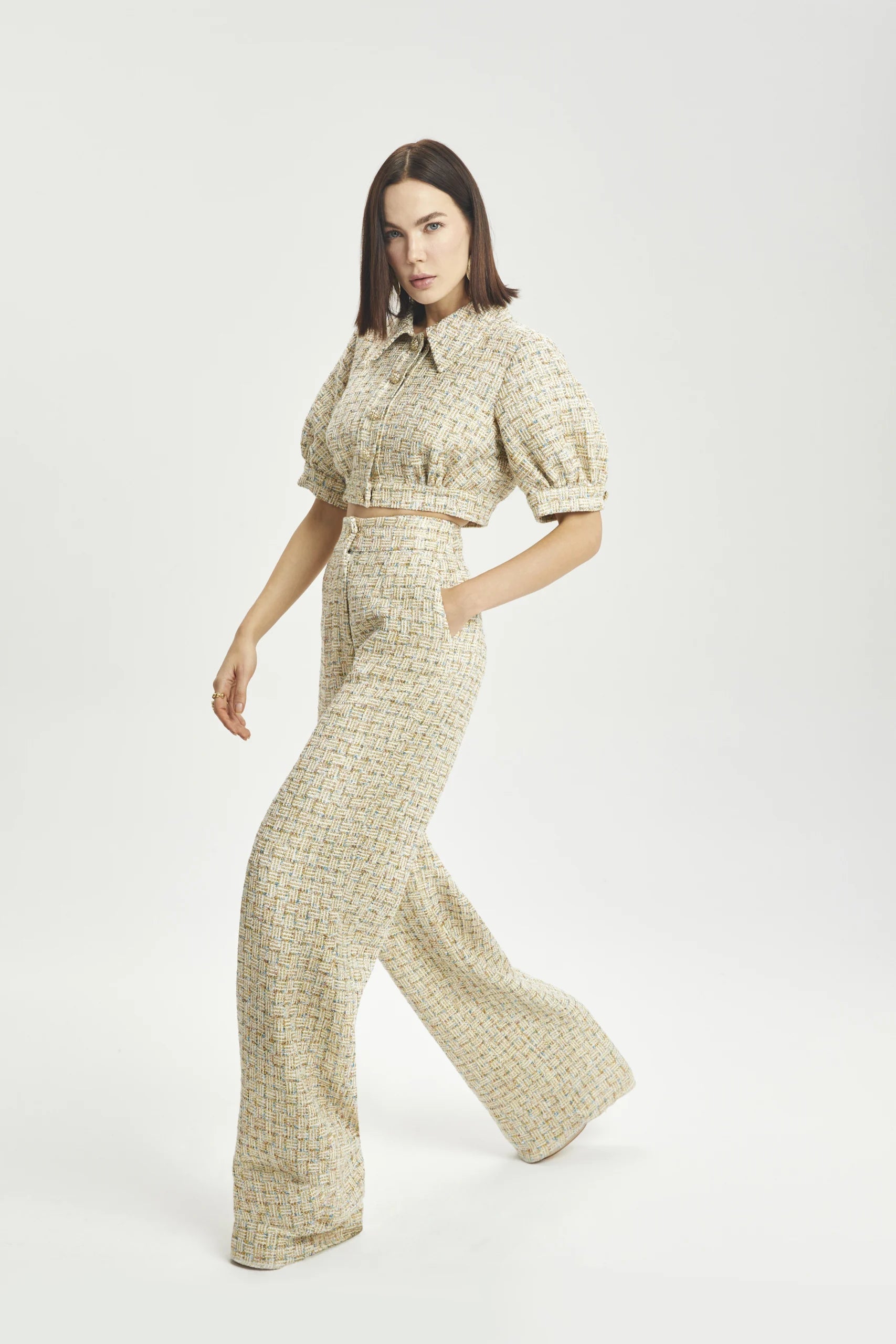 Bouclé Balloon-Sleeve Jacket