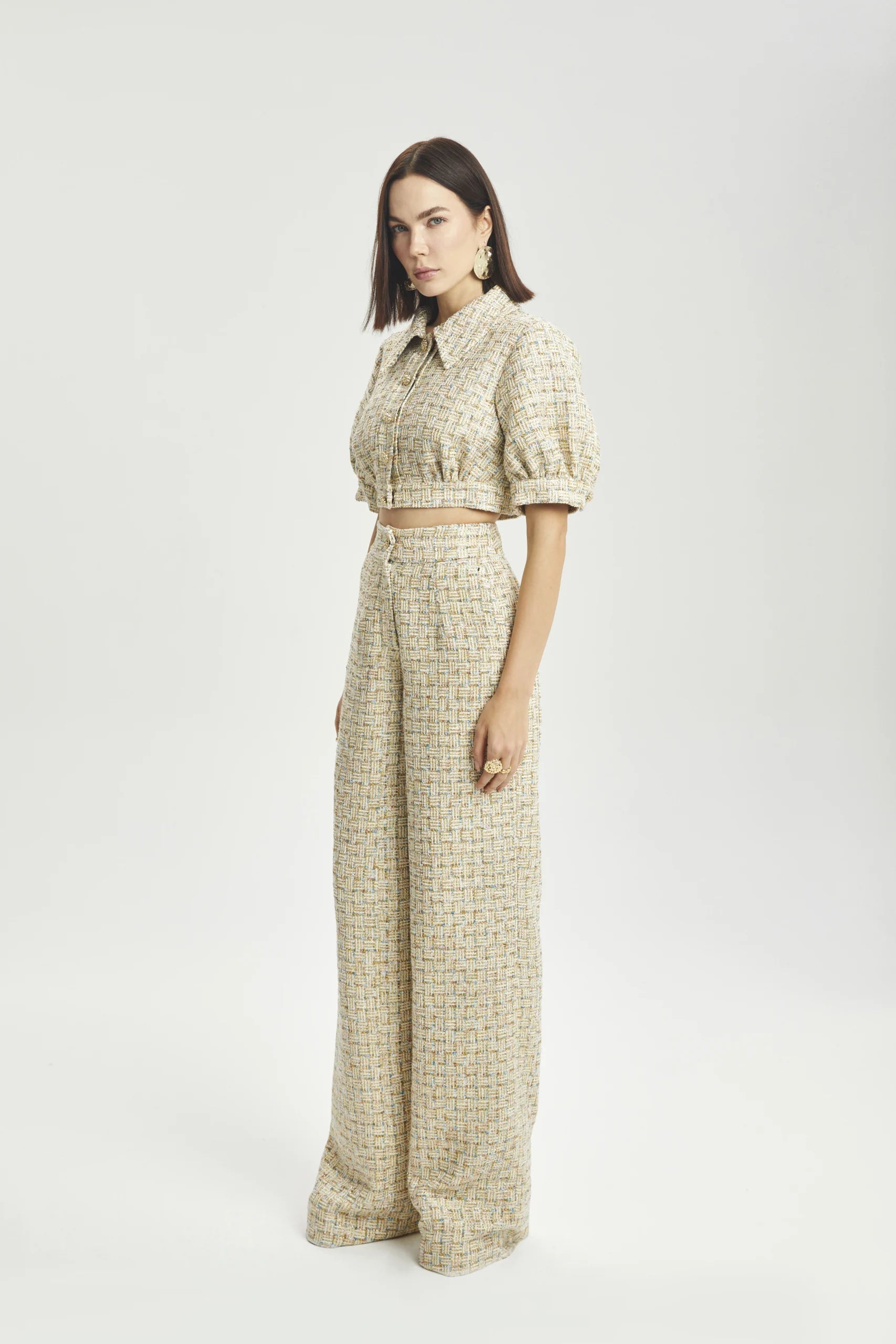 Bouclé Balloon-Sleeve Jacket