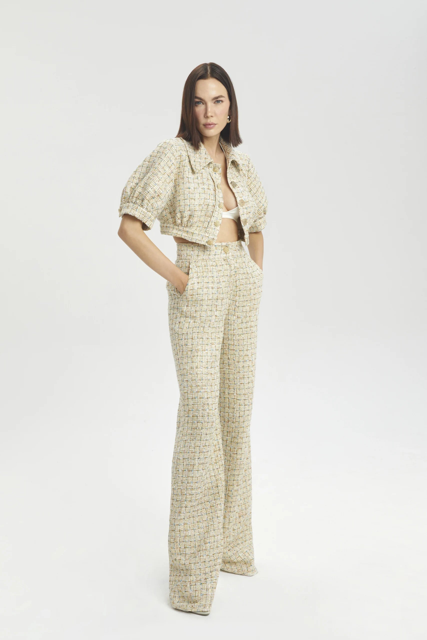 Bouclé Balloon-Sleeve Jacket