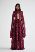 Bust Detailed Draped Floral Print Dress