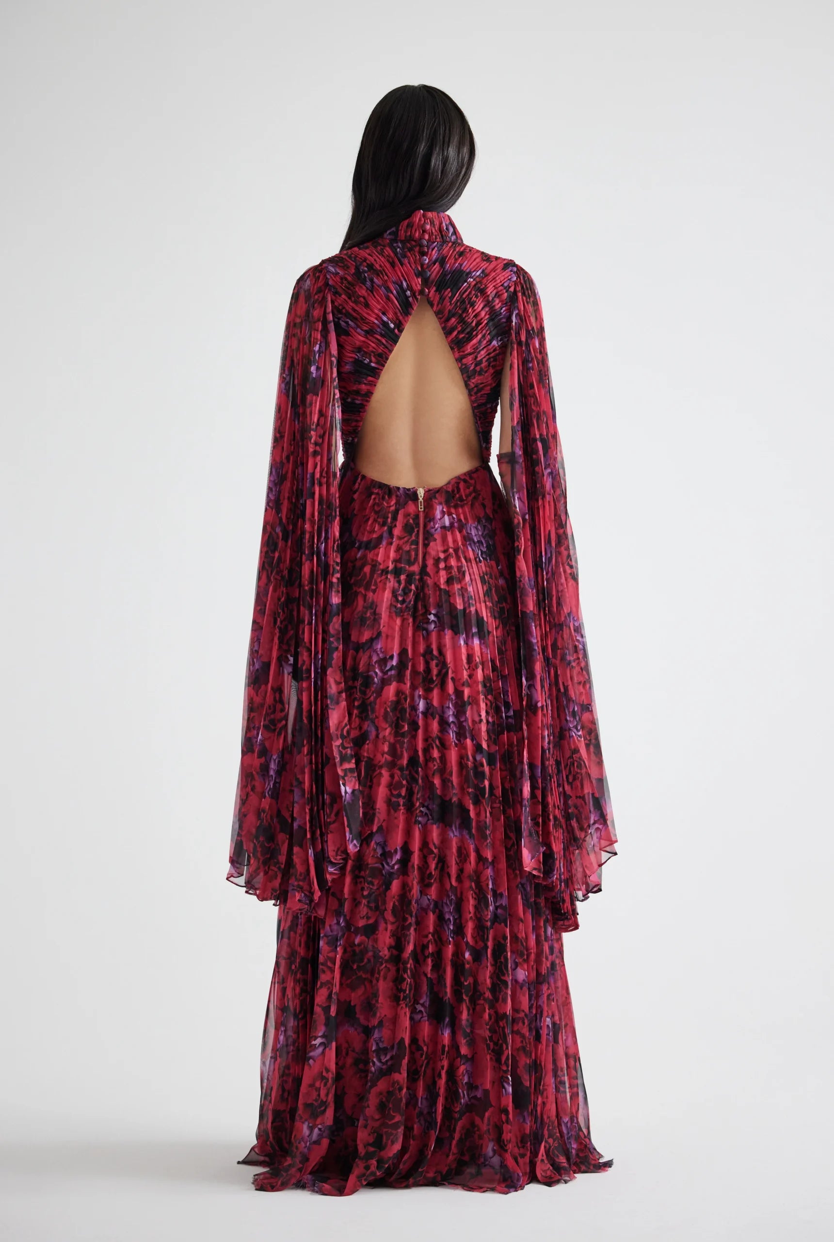 Bust Detailed Draped Floral Print Dress