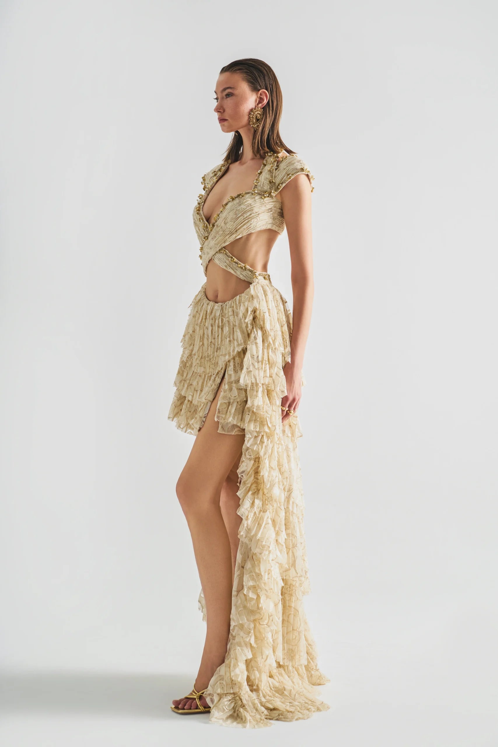 Cross-Front High-Low Dress