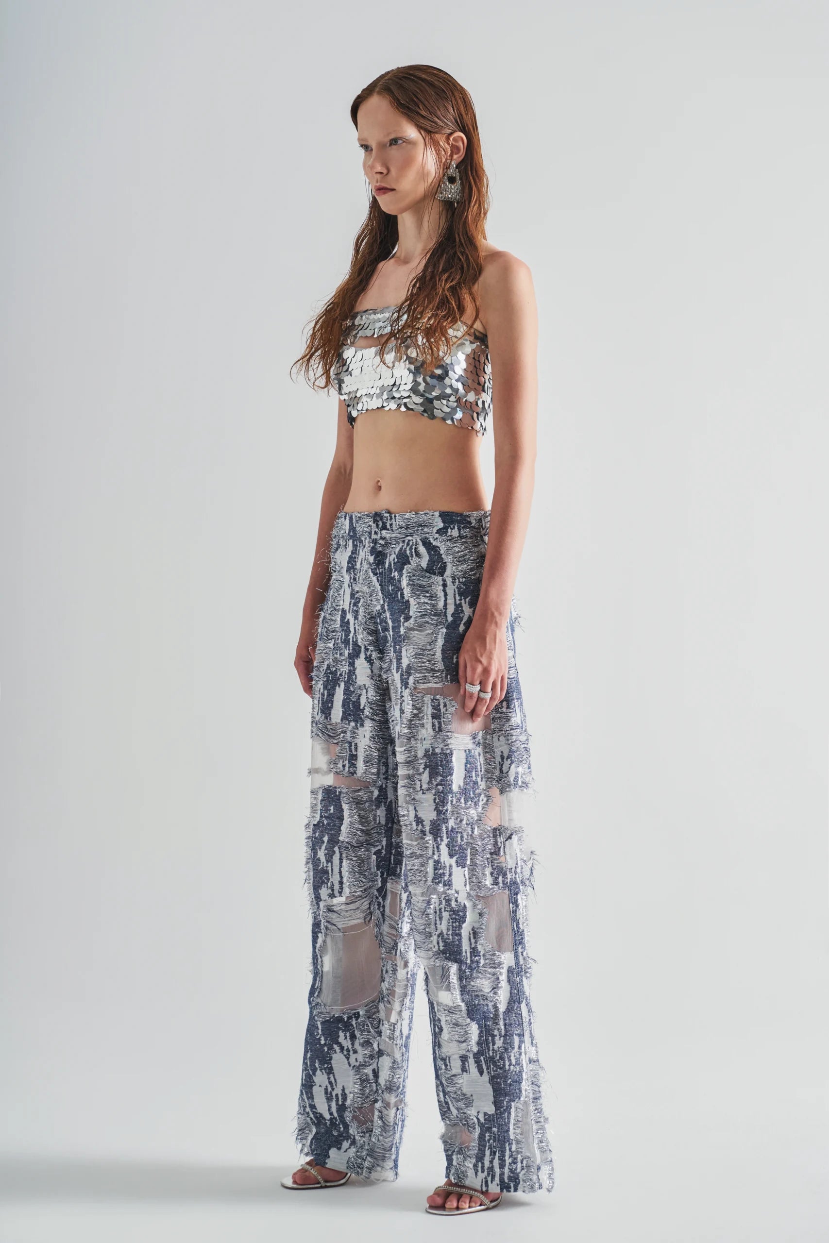 Denim Effect Low Waist Pants