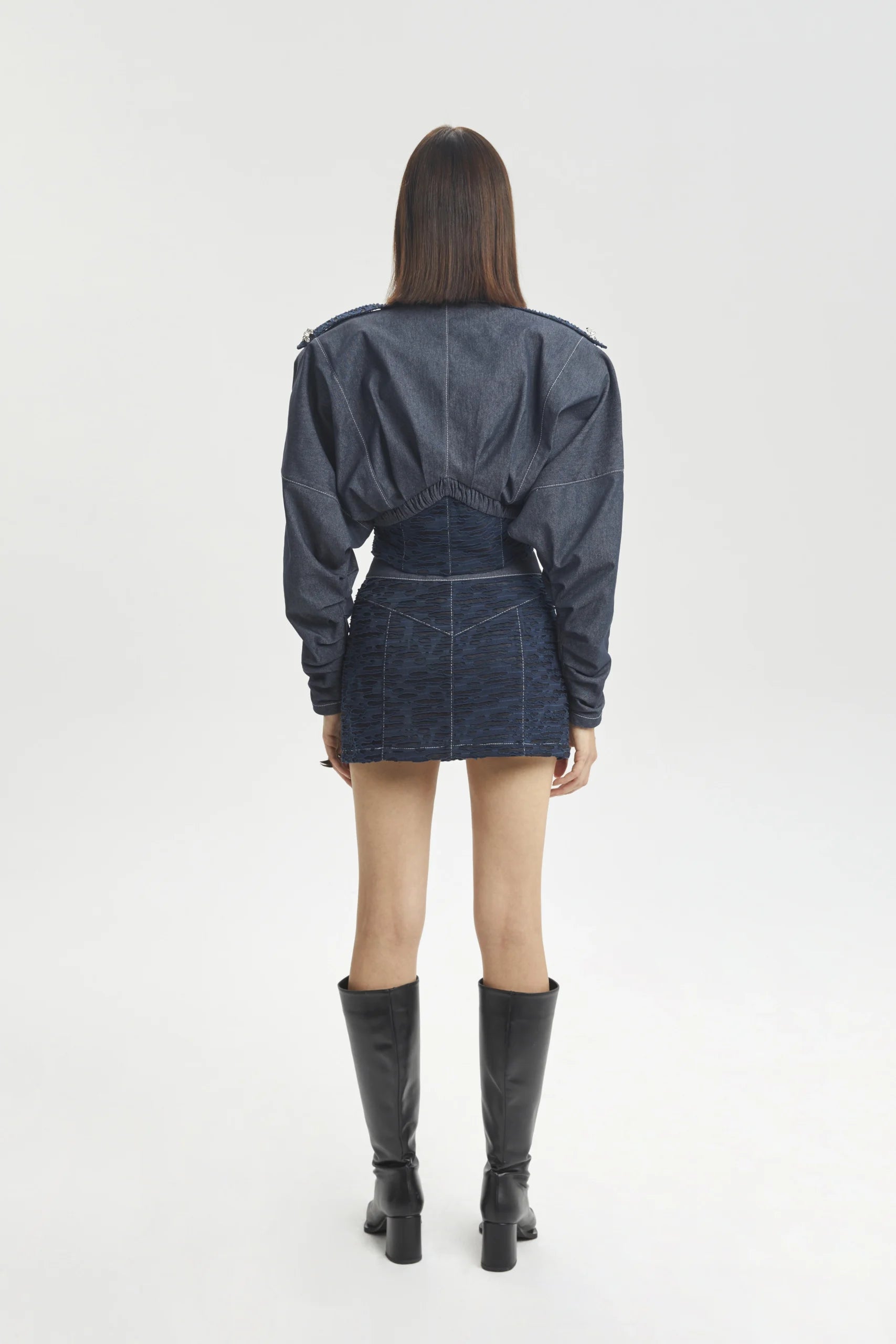 Denim Mini Skirt with Front Zipper