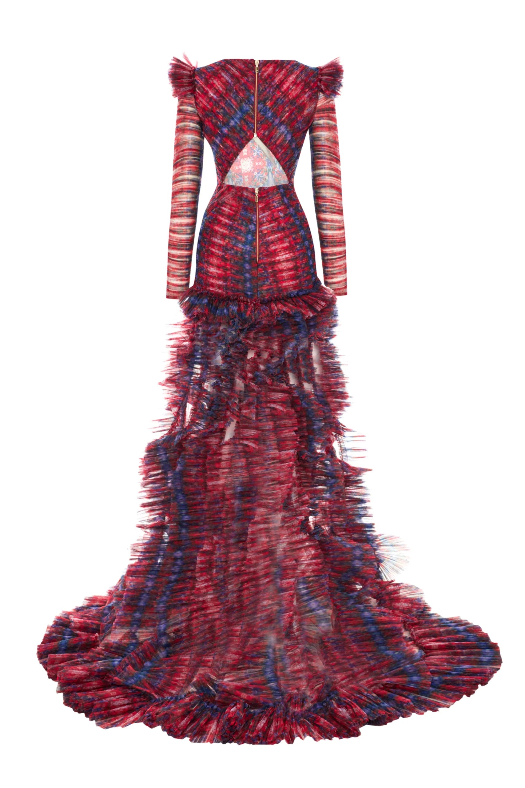 Draped Bust Detailed Side-Slit Patterned Dress