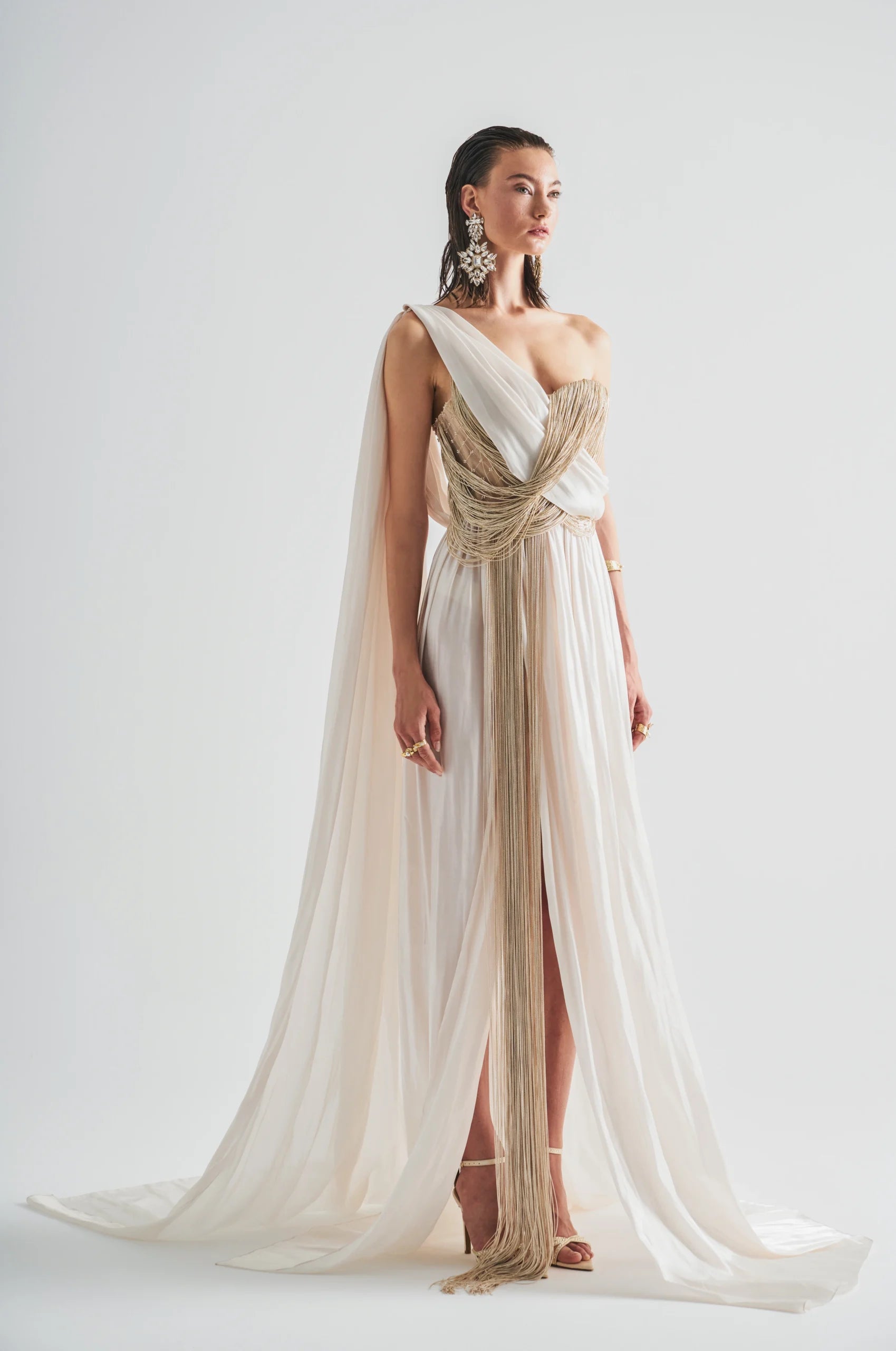 Draped Fringed Maxi Dress 36 Draped Fringed Maxi Dress 36