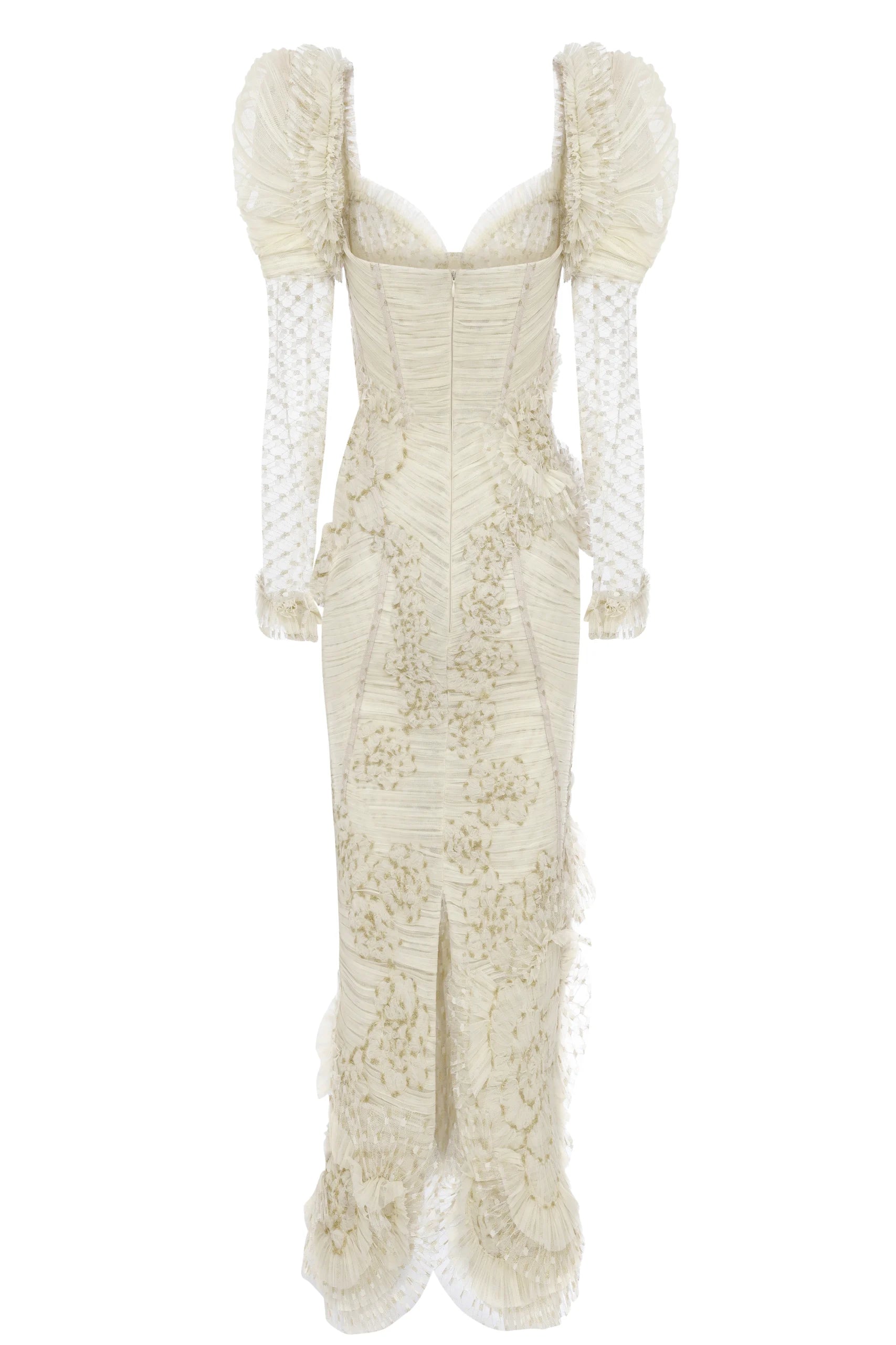 Draped Puff Sleeve Midi Dress