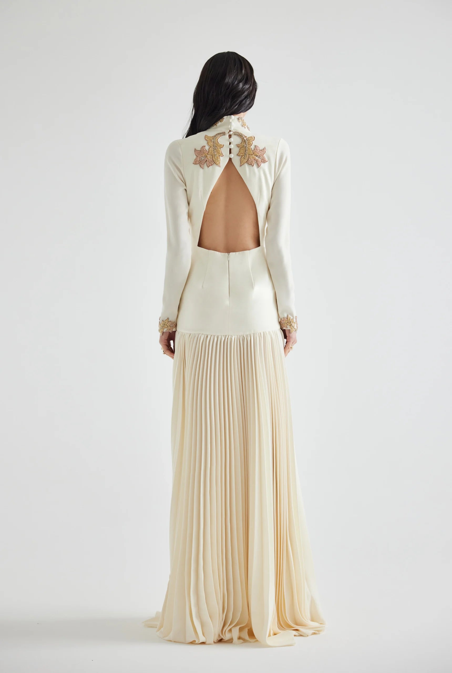 Embroidered Pleated Dress