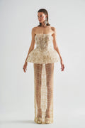 Floral Underwire Corset Top and Knitted Skirt