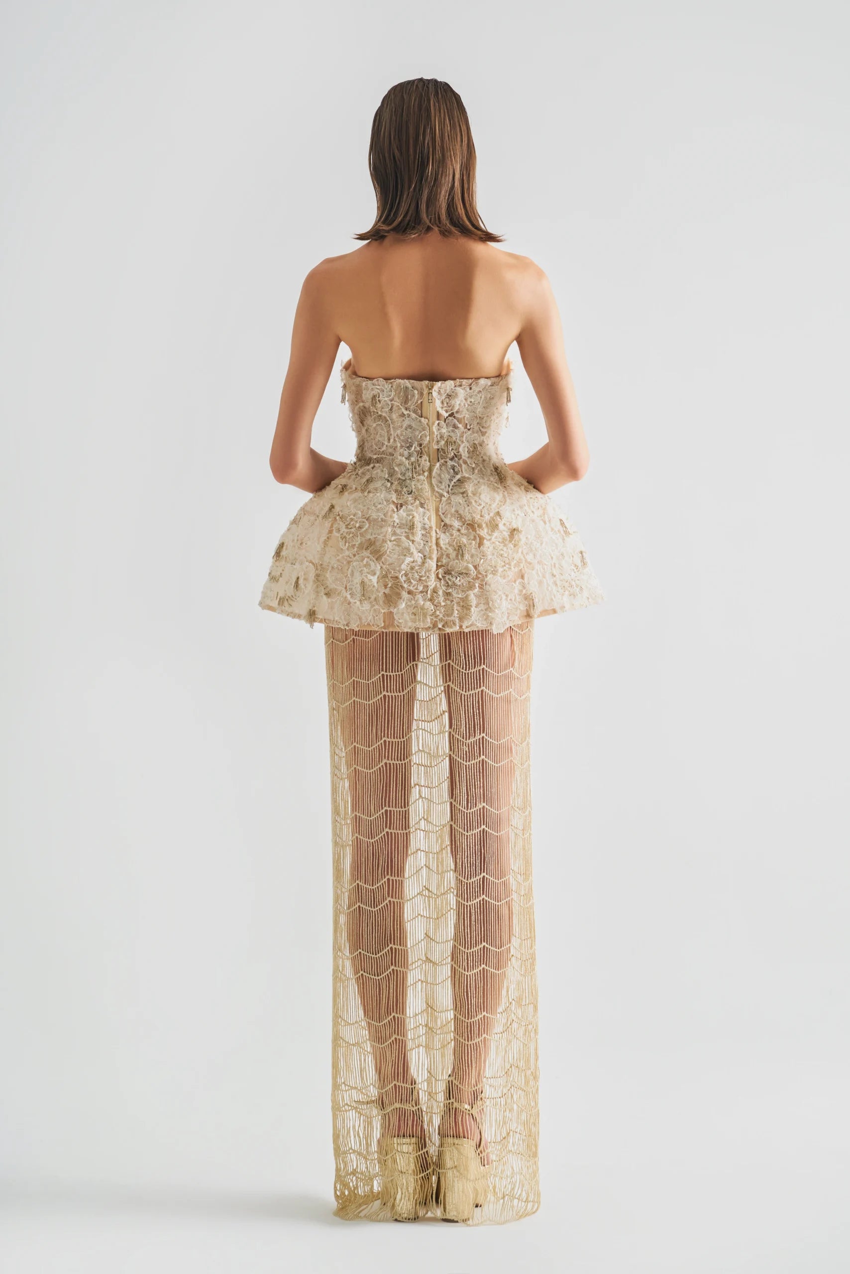 Floral Underwire Corset Top and Knitted Skirt